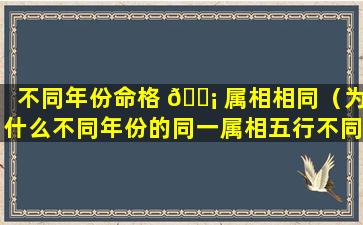 不同年份命格 🐡 属相相同（为什么不同年份的同一属相五行不同）